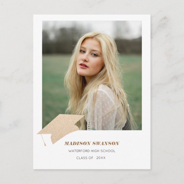 Moderna negrita Invitación Minimalista Grad Golden (Anverso)