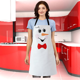 Moderna Personalizado Cute Snowman cara delantal c