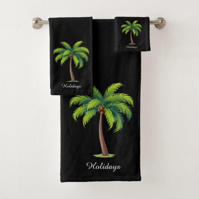 Moderna Personalizado Green Palm Tree y Script on  (In situ)