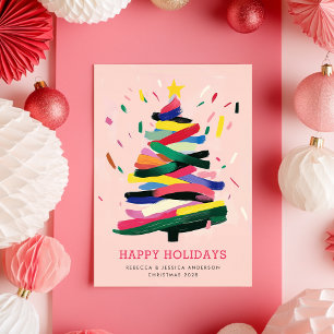 Moderna pintura de árbol de Navidad colorida sin f