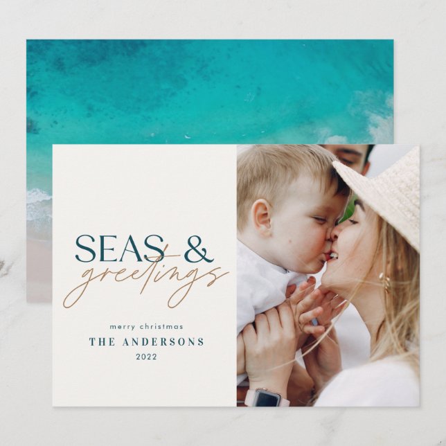 moderna playa familiar de mar (Anverso / Reverso)