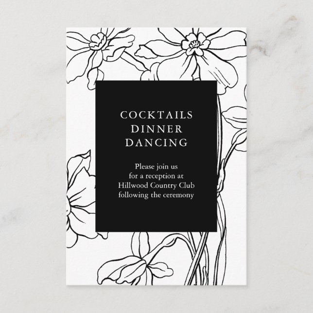 Moderna recepción floral de casamiento blanco y ne (Anverso)