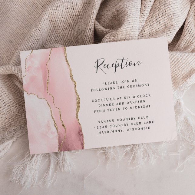 Moderna recepción Rubor de boda de oro rosado (Subido por el creador)