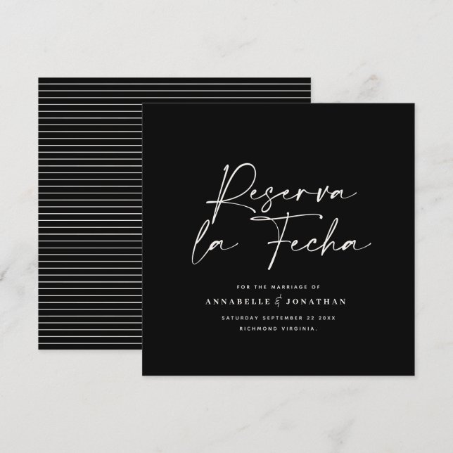 Moderna reserva la Fecha de boda crema negro Save  (Anverso / Reverso)