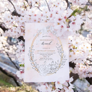 Moderna Rubor Floral Bridesmaids Brunch Invite