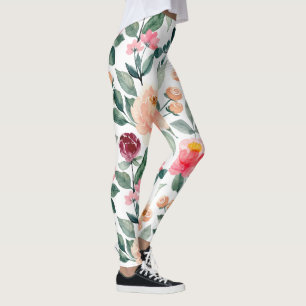 Moderna Rubor Rosa Roses Florales Leggings