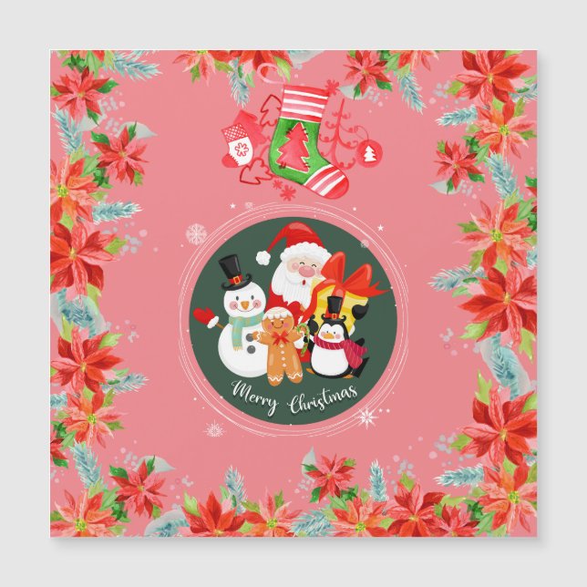 Moderna santa claus rosada - feliz fiesta de navid (Anverso)