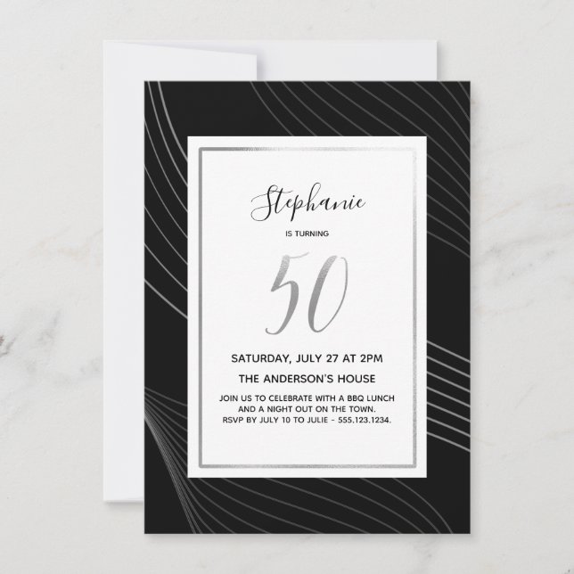 Moderna, sencilla y elegante 50ª invitación a la f (Anverso)