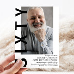 Moderna SESTAD Foto 60ª Invitación a la fiesta de<br><div class="desc">Celebra el hito de cumplir sesenta años con nuestras invitaciones de cumpleaños 60. Estas elegantes invitaciones tienen un fondo de color personalizable, una sorprendente franja fotográfica y un audaz "SESTAD" escrito en blanco. Adapte la elegante plantilla de fiesta para hacer que su fiesta de cumpleaños sea única en la suya....</div>