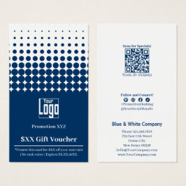 Moderna su promoción Tarjeta de cupón Blue White G