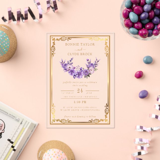 Moderna Suite de Invitación a Boda Acrílica Floral (Insitu (Celebración))
