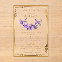 Moderna Suite de Invitación a Boda Acrílica Floral