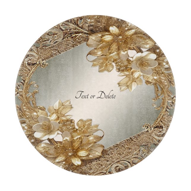 Moderna tabla de corte floral Ornate Gold (Anverso)