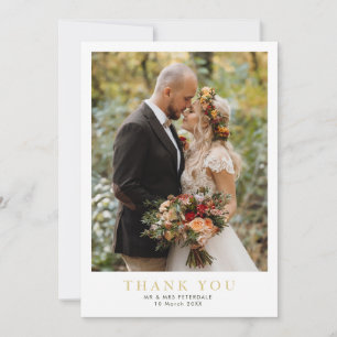 moderna tarjeta de agradecimiento de boda con bord