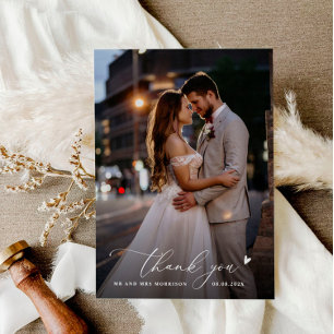 moderna tarjeta de agradecimiento de boda con foto