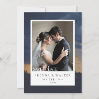 Moderna Tarjeta de Boda con Foto y Letra Elegante