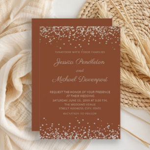 Moderna Tarjeta de Boda de Terracota Elegante con