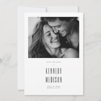 Moderna Tarjeta de Boda Minimalista Foto en Blanco