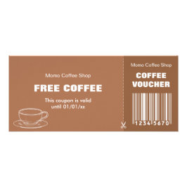 Moderna tarjeta de cupón para cafetería con código