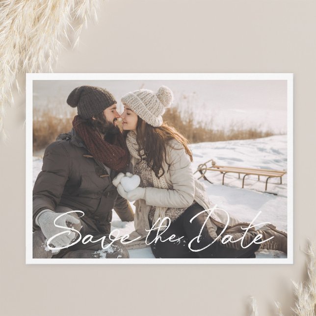 Moderna Tarjeta de Foto de Boda con Letra a Mano p (Subido por el creador)