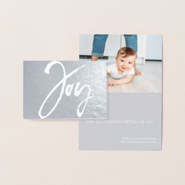 Moderna tarjeta de foto de Navidad mínima Joy Mini (Demostración)
