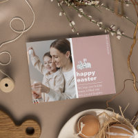 Moderna Tarjeta De Foto De Pascua Feliz De Rosa Co