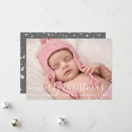 Moderna tarjeta de foto de plata Splash Merry Chri