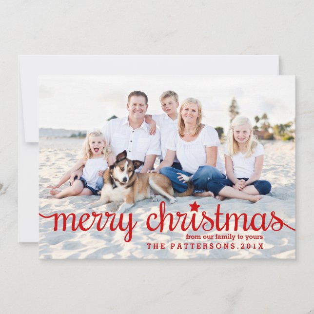 Moderna tarjeta de fotos Big Christmas en rojo (Anverso)