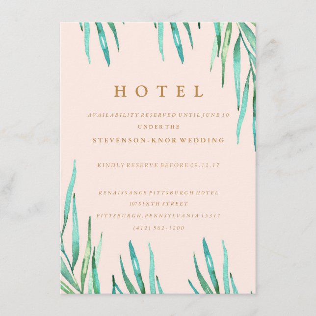 Moderna tarjeta de hotel Tropical Beach Wedding (Anverso)