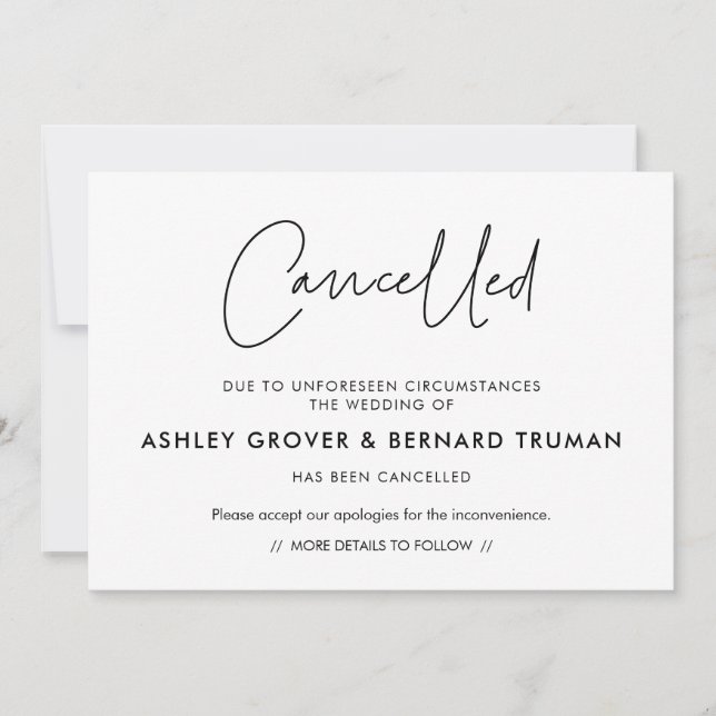 Moderna tarjeta de invitación de eventos cancelada (Anverso)