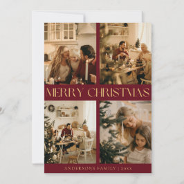 Moderna tarjeta de navidad de navidad de color roj