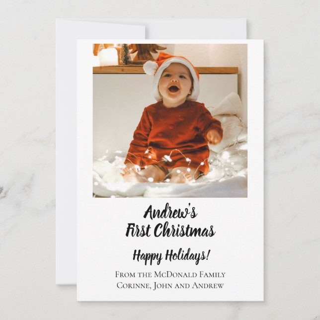 Moderna tarjeta de Navidad personalizada minimalis (Anverso)
