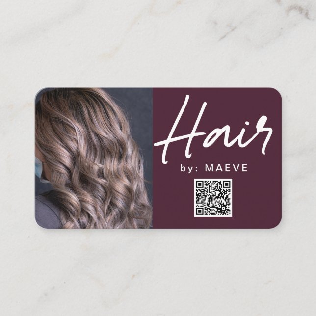 Moderna tarjeta de negocios con estilo de cabello  (Anverso)