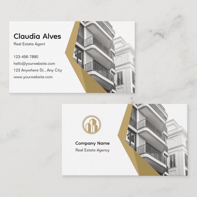Moderna tarjeta de negocios de agente inmobiliario (Anverso / Reverso)