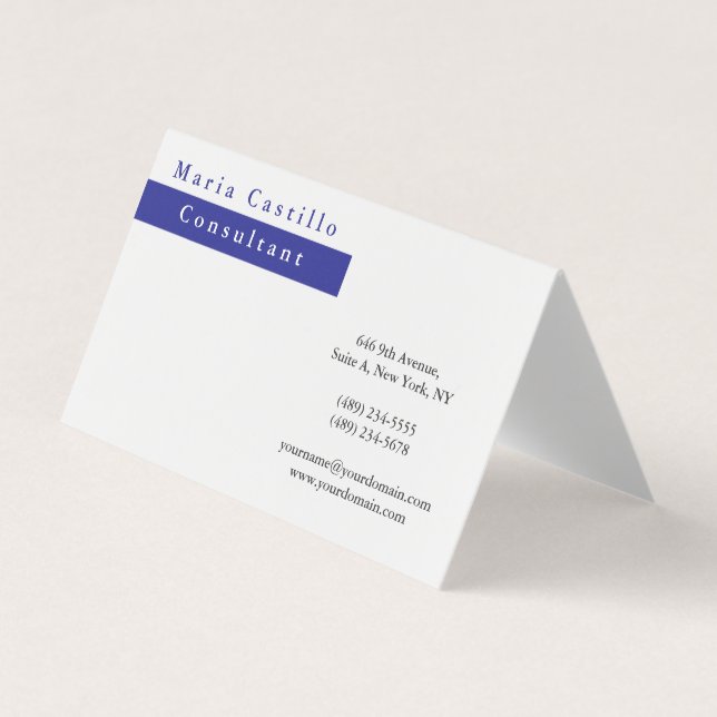Moderna tarjeta de perfil Minimalista azul elegant (Anverso)