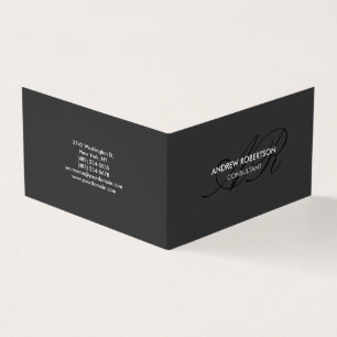 Moderna tarjeta de presentación Monograma Gris