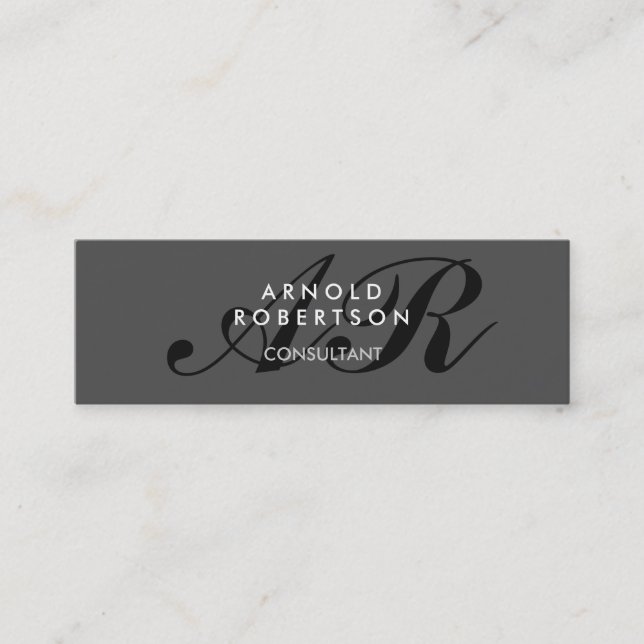 Moderna tarjeta de presentación Monograma Gris (Anverso)