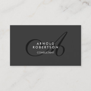 Moderna tarjeta de presentación Monograma Gris