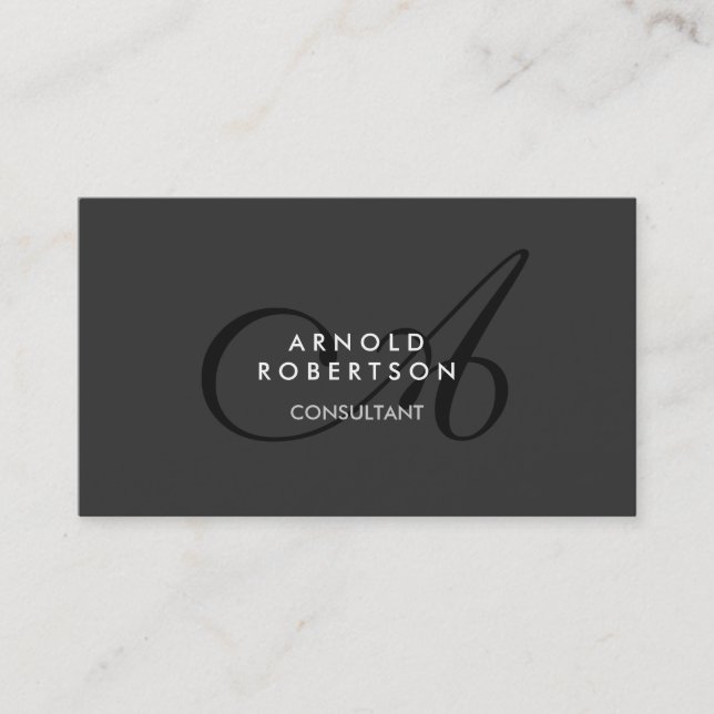 Moderna tarjeta de presentación Monograma Gris (Anverso)