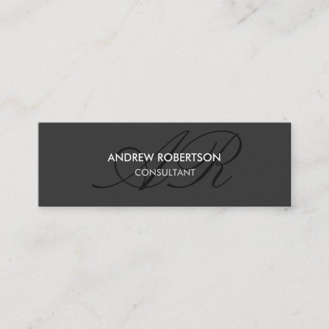 Moderna tarjeta de presentación Monograma Gris (Anverso)