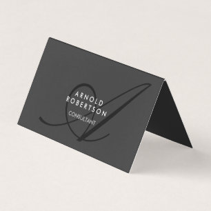 Moderna tarjeta de presentación Monograma Gris
