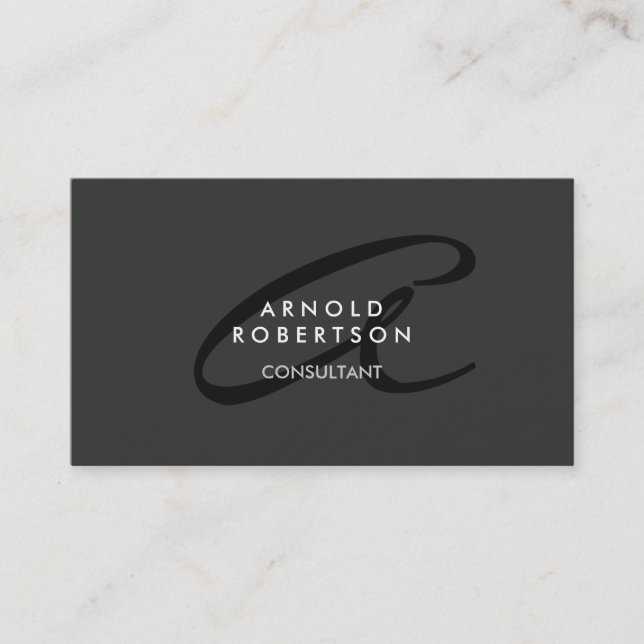 Moderna tarjeta de presentación Monograma Gris (Anverso)