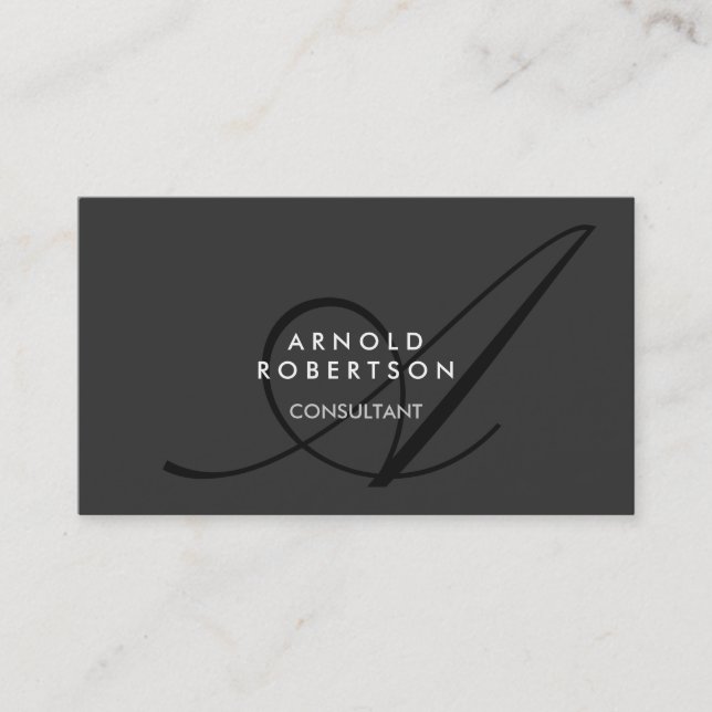 Moderna tarjeta de presentación Monograma Gris (Anverso)