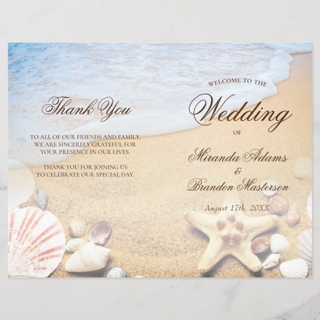 Moderna tarjeta de programa plegado de boda tropic (Frente)