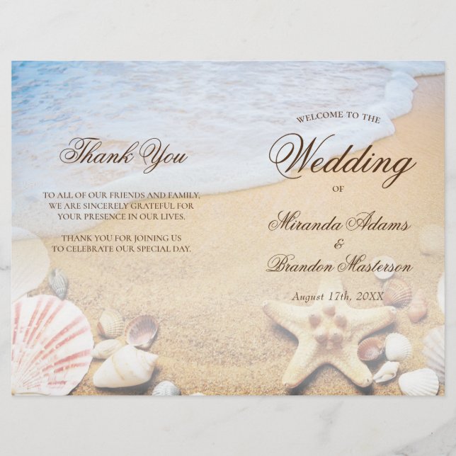 Moderna tarjeta de programa plegado de boda tropic (Frente)