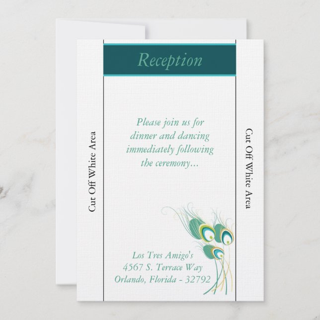 Moderna tarjeta de recepción para la boda de pavo  (Anverso)