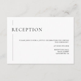 Moderna tarjeta de recepción simple de boda blanca