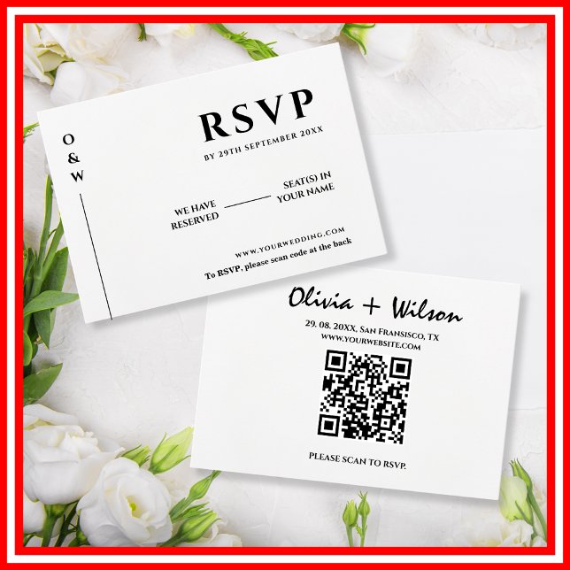 Moderna Tarjeta de RSVP de Boda con Código QR en N (Subido por el creador)