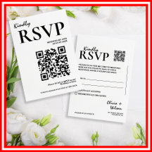 Moderna Tarjeta de RSVP de Boda con Código QR en N