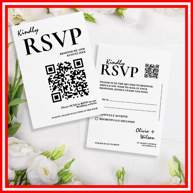 Moderna Tarjeta de RSVP de Boda con Código QR en N (Subido por el creador)